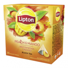 Lipton černý čaj broskev+mango 20 sáčků