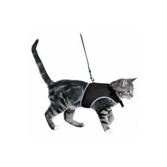 Postroj mačka vesta 36-54cm/1,20m čierna TR Postroj mačka vesta 36-54cm/1,20m čierna TR