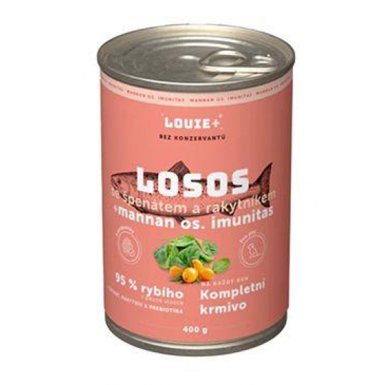 Louie Dog konz. Losos s rakytníkom.špenátom, prebiotikami 400g