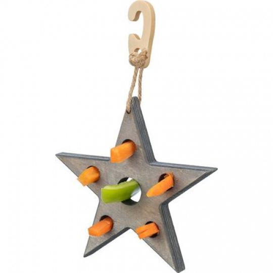 Xmas Snack Star - hvězda na pamlsky, hračka pro hlodavce, 14 x 17 cm, šedá