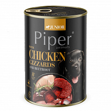 NEW PIPER JUNIOR s kuracími žalúdkami a červenou repou, konzerva pre šteniatka, 400 g NEW PIPER JUNIOR s kuracími žalúdkami a červenou repou, konzerva pre šteniatka, 400 g
