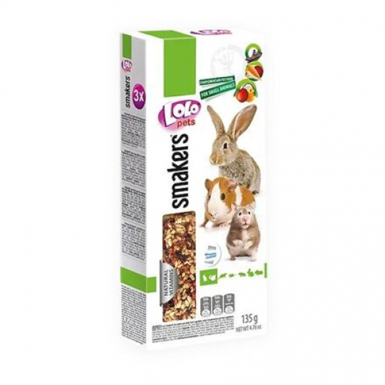LOLO SMAKERS 3v1 klasy ovocie/zelenina/carob pre hlodavce 135 g LOLO SMAKERS 3v1 klasy ovocie/zelenina/carob pre hlodavce 135 g