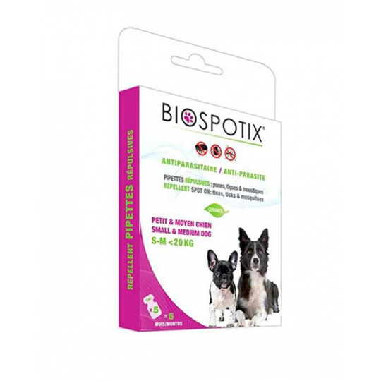 BIOGANCE Biospotix Dog spot-on S-M s repelentným účinkom 5 x 1 ml  (do 20 kg)