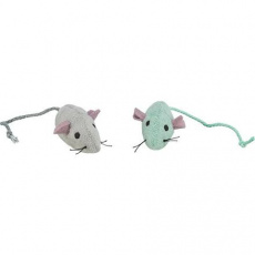 Plyšová myš s rolničkou, 5 cm (2 ks), sivá/zelená