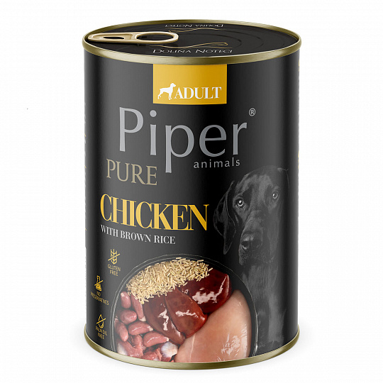 NEW PIPER PURE kura s hnedou ryžou, konzerva pre psy, 400 g NEW PIPER PURE kura s hnedou ryžou, konzerva pre psy, 400 g