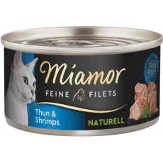 MIAMOR Feine Filets Naturell Tuna with shrimps - mokré krmivo pro kočky - 80g