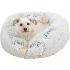 Okrúhly pelech HARVEY, hebký poťah s dlhým vlasom, biela/čierna