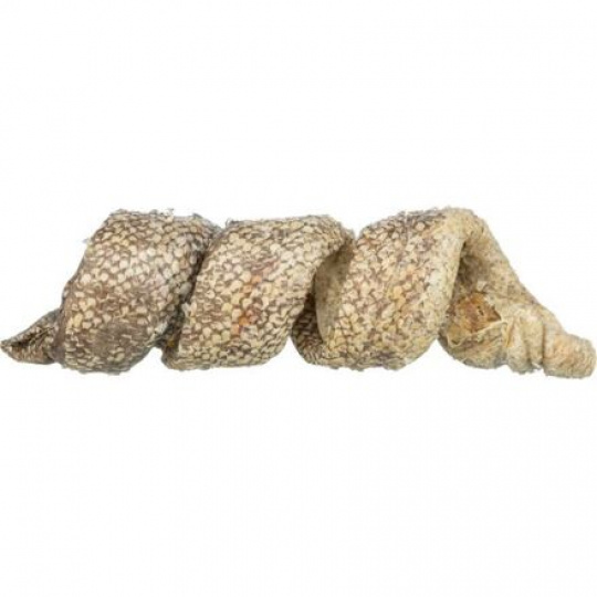 Denta Fun Curl - byvolia koža s treskou [50 ks], skrútená maškrta, 12 cm/25 g