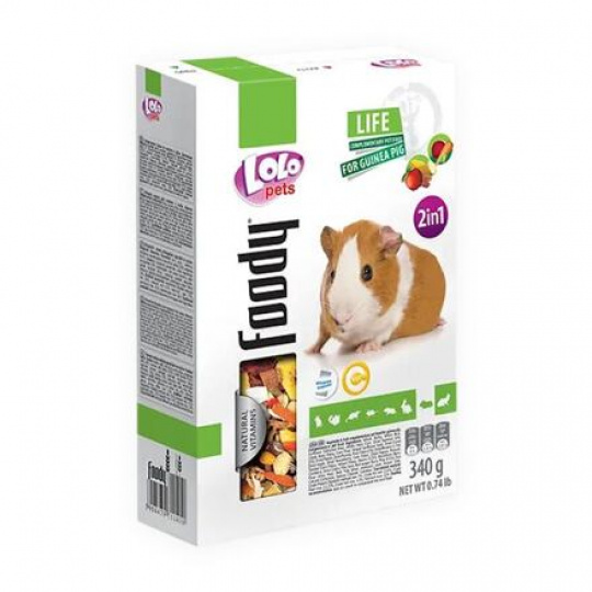 LOLO Foody 2v1 zelen.a ovocné krmivo pre morčatá 340g krabička LOLO Foody 2v1 zelen.a ovocné krmivo pre morčatá 340g krabička