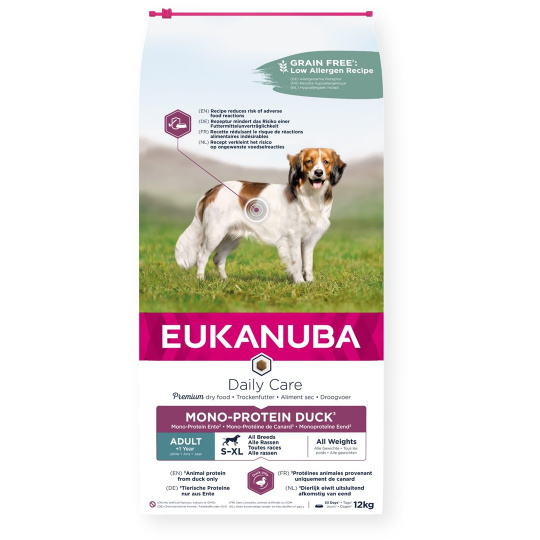 EUKANUBA Daily Care Mono-Protein Adult All Breed Duck - suché krmivo pro psy - 12kg