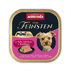 ANIMONDA paštéta Vom Feinsten MINI - teľacie, šunka, bazalka pre psy 100 g ANIMONDA paštéta Vom Feinsten MINI - teľacie, šunka, bazalka pre psy 100 g