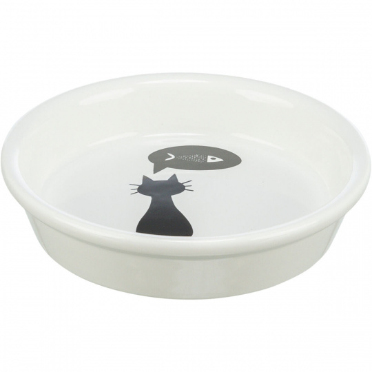 Keramická miska s čiernou mačkou, s okrajom biela 0,25 l/13 cm