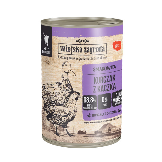 WIEJSKA ZAGRODA Chicken with duck - mokré krmivo pro kočky - 400g