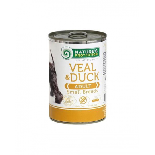 Natures P KONZERVA dog adult Teľacie & Kačacie malé plemeno 400 g