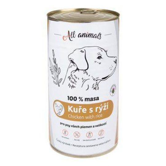 All Animals DOG konz. Kuracie mleté s ryžou 1200g All Animals DOG konz. Kuracie mleté s ryžou 1200g