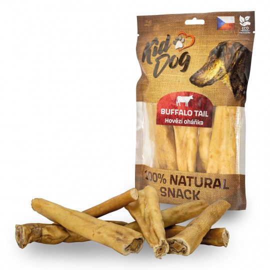 KIDDOG 100% Natural Snack, hovädzí chvost natural s kožou 12 cm / 200 g