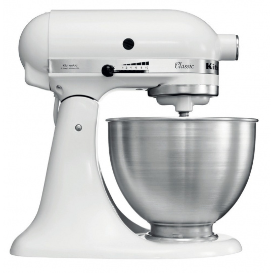 KitchenAid 5K45SSEWH Stojací mixér 275 W Metalická, Bílá