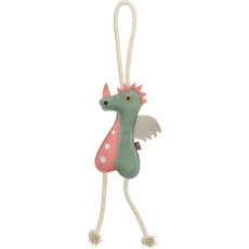 Dragon - dráčik na lane, 55 cm, hračka pre psy, 100% pravá koža/lano, zelená
