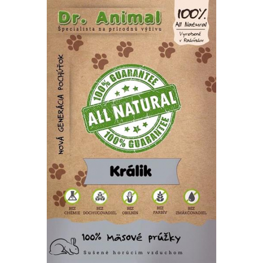 Pamlsok Dr. Animal králik mäso. prúžky 80g Pamlsok Dr. Animal králik mäso. prúžky 80g