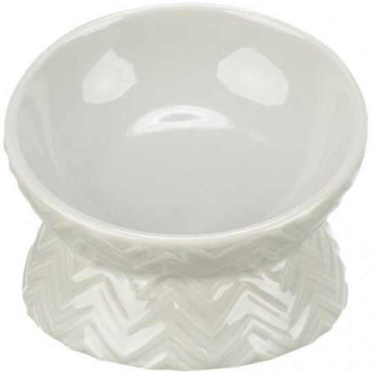 Keramická miska vyvýšená, ergonomický tvar, 0,15 l / 13 cm, svetlosivá