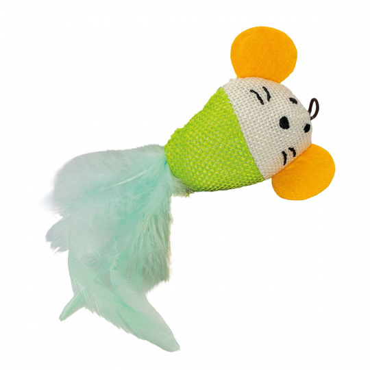 Ušatá myška tkaná s perím 7 cm, HipHop Cat