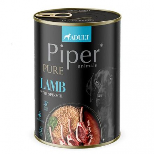 NEW PIPER PURE čisté jahňacie a špenát, konzerva pre psy 400 g NEW PIPER PURE čisté jahňacie a špenát, konzerva pre psy 400 g