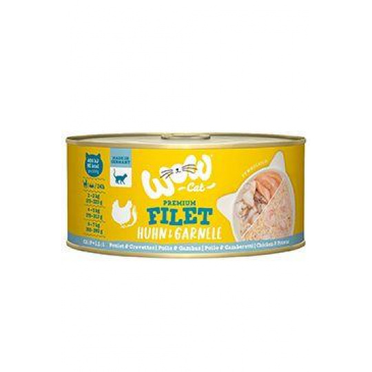 WOW Cat konzerva Adult Filet kuřecí s krevetami 70g
