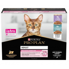 PURINA Pro Plan Delicate Turkey Fish Multipack - vlhké krmivo pro kočky - 10x85 g