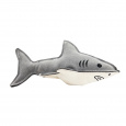 Žralok HipHop Dog, 23 cm, kožená robustná hračka, sivá/biela