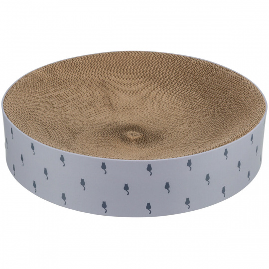 LILLY okrúhly škrabací pelech s catnipom, o 45 × 10 cm, kartón, sivá