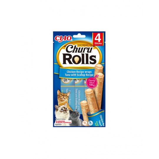 Pamlsok Inaba Churu Rolls cat Kuracie & Tuniak s hrebenatkou 4 tuby 40 g