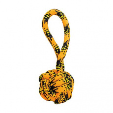 Preťahovadlo s uzlovanou loptou HipHop ROPE ø 7cm /20 cm, neon oranžová, čierna, žltá Preťahovadlo s uzlovanou loptou HipHop ROPE ø 7cm /20 cm, neon oranžová, čierna, žltá