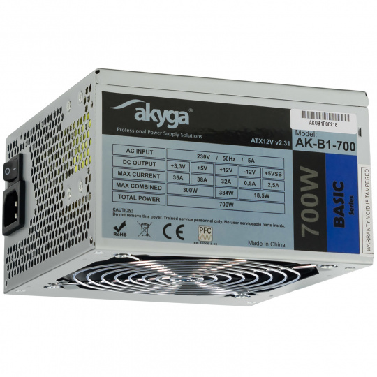 Akyga AK-B1-700 napájecí zdroj 700 W 20+4 pin ATX ATX Šedá