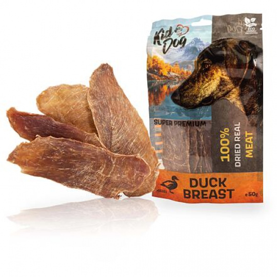 KIDDOG SUPER PREMIUM 100% kačacie prsia, tenké plátky 50 g KIDDOG SUPER PREMIUM 100% kačacie prsia, tenké plátky 50 g