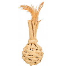 Baňka XXL z papierového špagátu, 15 cm, s rolničkou a perím Baňka XXL z papierového špagátu, 15 cm, s rolničkou a perím