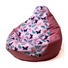 Sako taška pouffe Pear print dark pink-butterfly L 105 x 80 cm