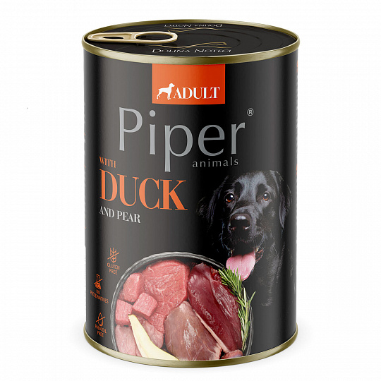 NEW PIPER s kačicou a hruškou, konzerva pre psy 400 g