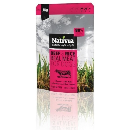 NATIVIA Dog Real Meat Beef & Rice  8 kg + DOPRAVA ZDARMA