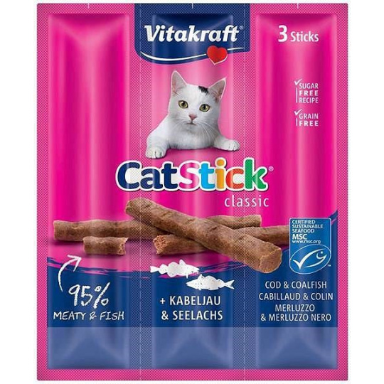 VITAKRAFT CatStick Classic Cod and saithe - pamlsek pro kočky - 18g