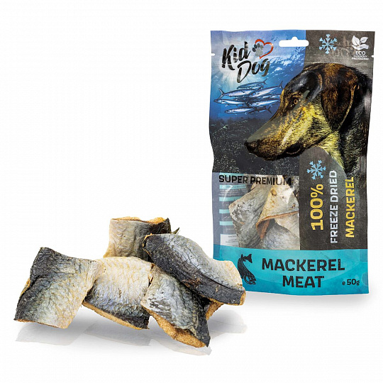 KIDDOG SUPER PREMIUM 100% makrela - kúsky čistého mäsa z makrely sušené mrazom 50 g KIDDOG SUPER PREMIUM 100% makrela - kúsky čistého mäsa z makrely sušené mrazom 50 g