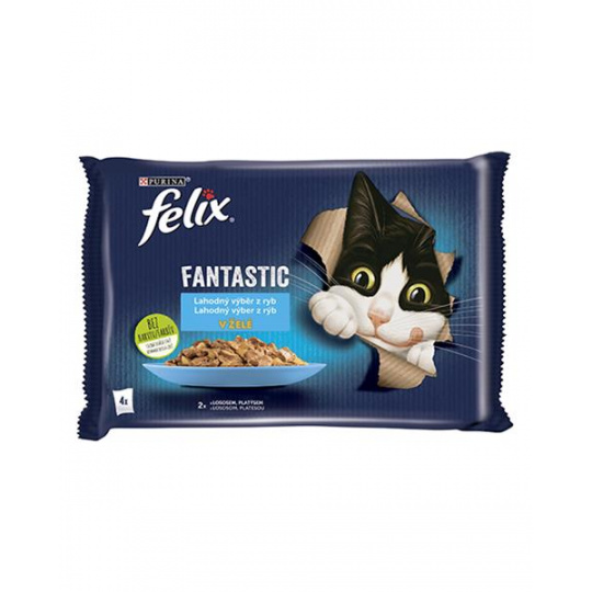 Nestlé FELIX Fantastic cat Multipack losos&platesa želé kapsička 4x85 g Nestlé FELIX Fantastic cat Multipack losos&platesa želé kapsička 4x85 g