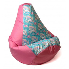 Sako taška pouffe Pear print pink-unicorn XL 130 x 90 cm