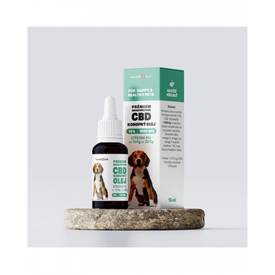 Olej konopný CBD 10% 10 ml (270 kvapiek) pre stredné psy od 12 kg do 22 kg Olej konopný CBD 10% 10 ml (270 kvapiek) pre stredné psy od 12 kg do 22 kg