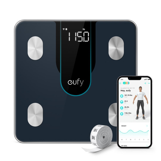 Eufy Smart Scale P2 Čtverec Černá Elektronická osobní váha