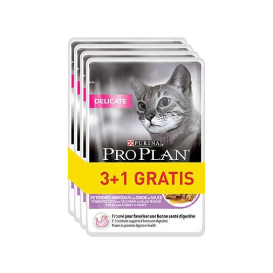 PURINA Pro Plan Delicate Turkey - mokré krmivo pro kočky - 85g 3+1