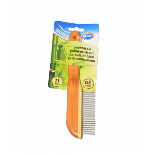 Hrebeň DUVO+ vyčesávač 21 zubov bambus 21 cm Hrebeň DUVO+ vyčesávač 21 zubov bambus 21 cm
