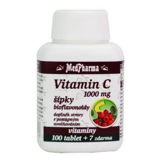 Vitamín C s šípkami 1000mg 100+7tbl zdarma MedPharma Vitamín C s šípkami 1000mg 100+7tbl zdarma MedPharma