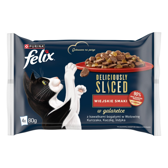 FELIX Deliciously Sliced - mokré krmivo pro kočky - 4x 80 g