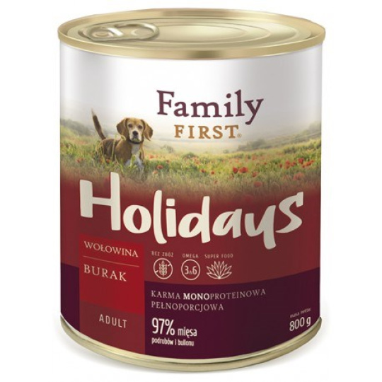 FAMILY FIRST Holidays Adult Beef with beets - Mokré krmivo pro psy - 800 g