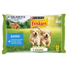 FRISKIES Junior Kuře s hráškem - vlhké krmivo pro psy - 4x100g